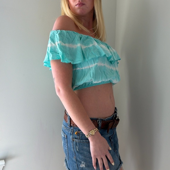 Vintage 2000s off the shoulder tie dye crop top - Picture 3 of 7